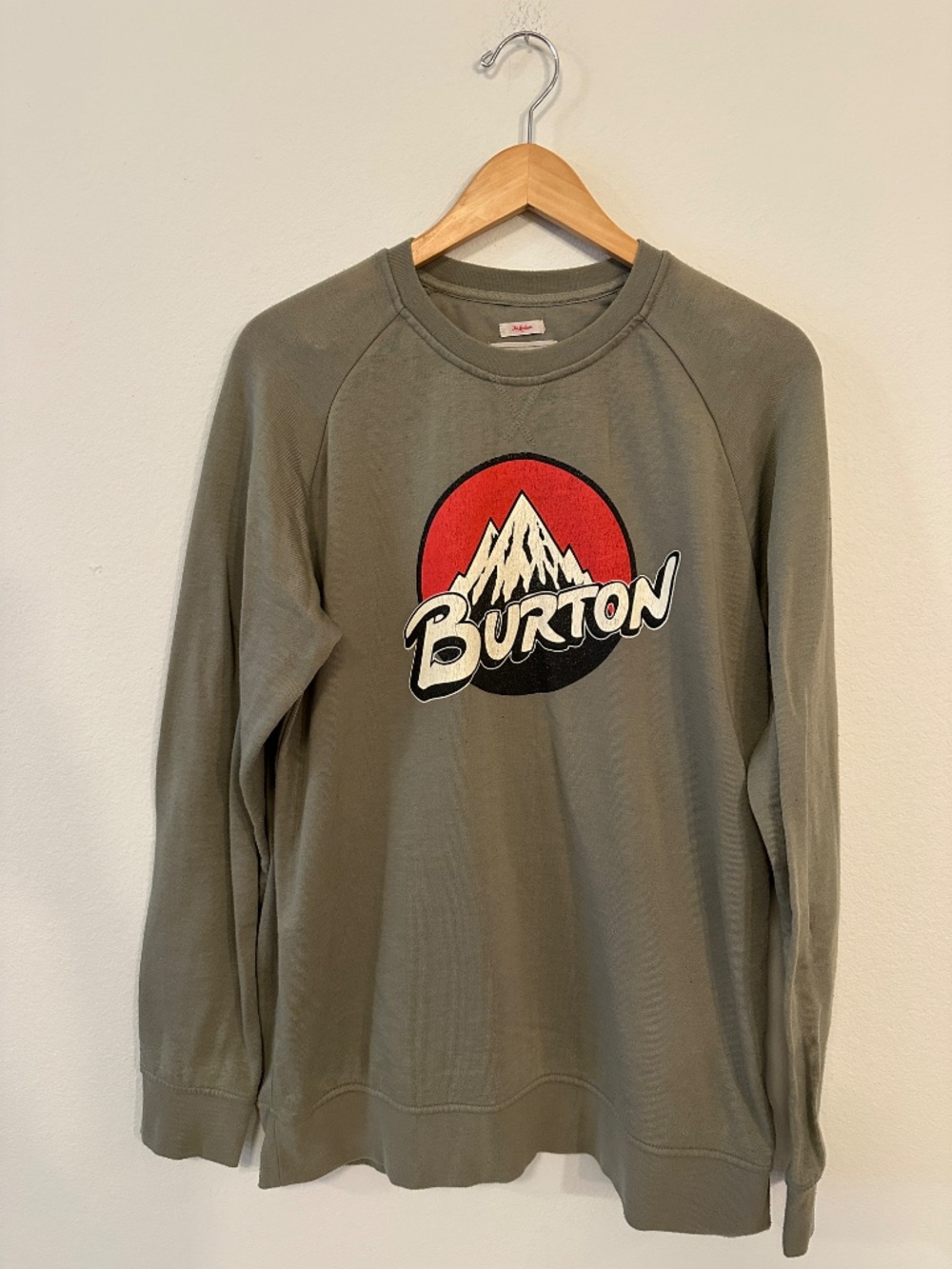 Burton Mountain Logo Crewneck Sweatshirt Men's M Olive Green